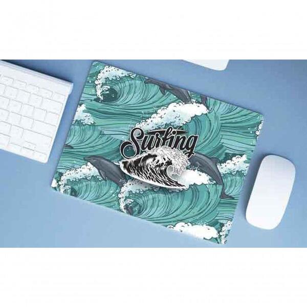 Mouse Pad Emborrachado Grande Surf Surfing Golfinhos