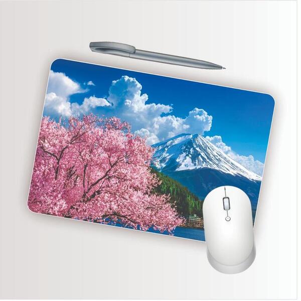 Mouse Pad Emborrachado Personalizado Montanha Fuji Flores