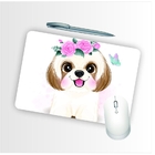 Mouse Pad Emborrachado Personalizado Shitzu Flores