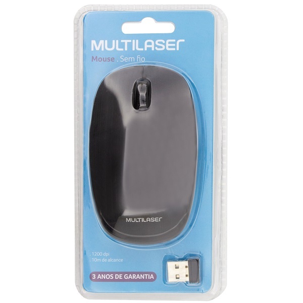 Mouse Sem Fio Multilaser 2.4 Ghz 1200 Dpi Preto Usb Mo251