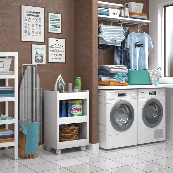 Móveis Área De Serviço   Lavanderia Com Rodinhas