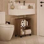 Móvel Organizador Multiuso Para Banheiro Com Rodinhas Nogal