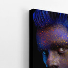 Mulher De Perfil Colorida Cabelo Azul Quadro Canvas 140x90cm