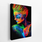 Mulher De Perfil Colorida Neon Quadro Canvas 140x90cm