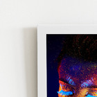 Mulher Maquiagem Neon Azul Quadro Moldura Branca 60x40cm