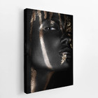 Mulher Preta Dourada De Perfil Foto Quadro Canvas 120x80cm