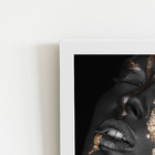 Mulher Preta Dourada Foto Quadro Moldura Branca 60x40cm