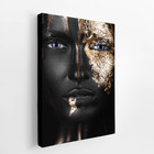 Mulher Preta Fotografia Dourada Quadro Canvas 120x80cm