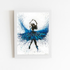 Mulher Vestido Azul Arte Quadro Moldura Branca 60x40cm