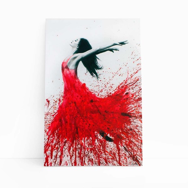 Mulher Vestido Vermelho Arte Abstrato Quadro Canvas 60x40cm