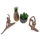 Mulheres Meditando Yoga Na Cor Rose Gold E Dois Vasos