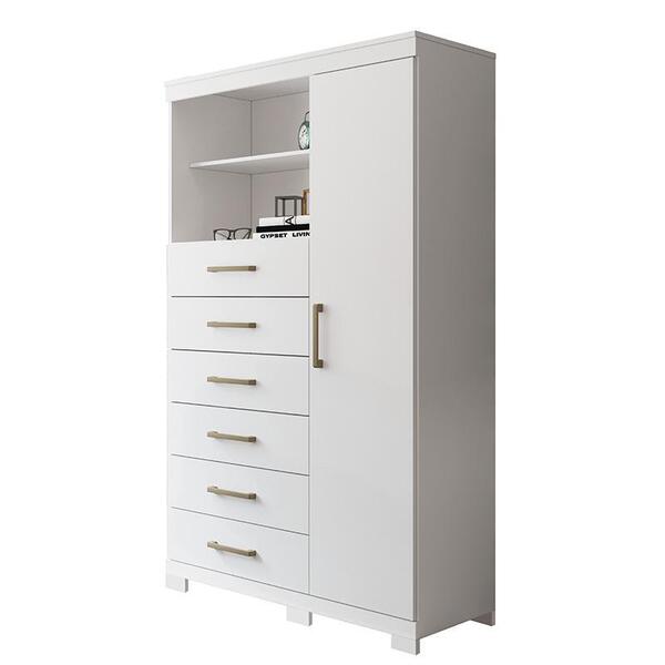 Multi-cômoda 1 Porta 6 Gavetas Marabá 1.6 Com Pés - Pr Móveis