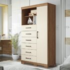 Multi-cômoda 1 Porta 6 Gavetas Marabá Com Pés Jatoba/areia