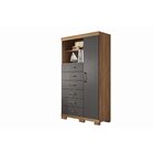 Multi-cômoda 1 Porta 6 Gavetas Marabá Com Pés Jatoba/grafite