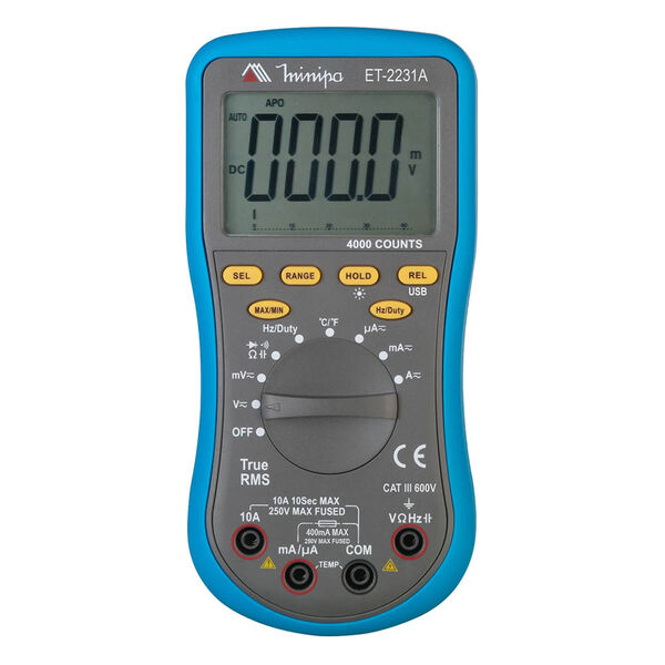 Multímetro Digital Minipa Et-2231a Cat Iii 600v - Usb - True