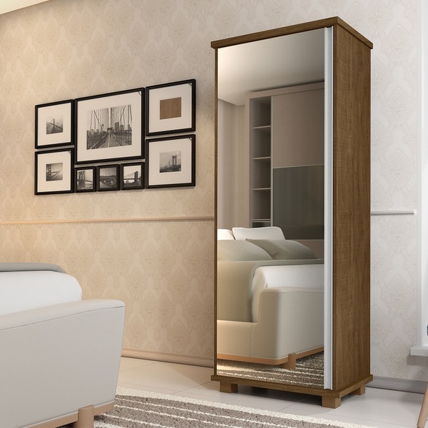 Multiuso Com Espelho 186cm Quarto Solteiro  Cor Malbec