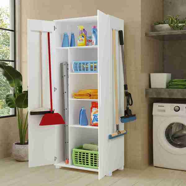 Multiuso Organizador Lavanderia Com 5 Nichos Branco