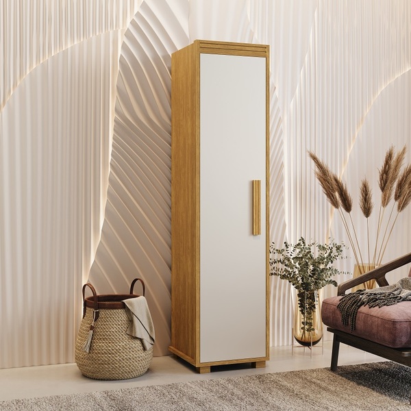 Multiuso Sapateira Modular Malta 1 Porta Camas Fenix Cinamomo/off