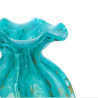 Murano Trouxinha Em Vidro Verde Claro E Rose Medio 18x16cm