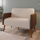 Namoradeira 02 Lugares Austin Corino Marrom Com Veludo Off Wh