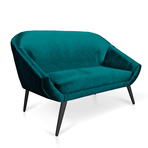 Namoradeira 02 Lugares Giovana Acetinado Azul Pés Palito De F