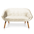 Namoradeira 02 Lugares Giovana Acetinado Pés Palito Castanho