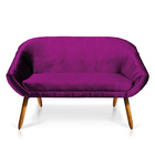 Namoradeira 02 Lugares Giovana Acetinado Pés Palito Castanho