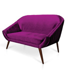 Namoradeira 02 Lugares Giovana Acetinado Pés Palito De Ferro