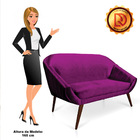 Namoradeira 02 Lugares Giovana Acetinado Pés Palito De Ferro