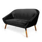 Namoradeira 02 Lugares Giovana Acetinado Preto Pés Palito Cas