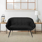 Namoradeira 02 Lugares Giovana Acetinado Preto Pés Palito De