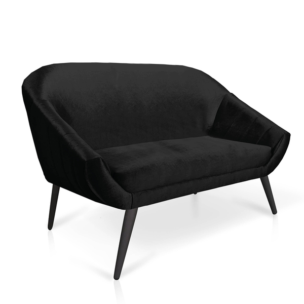 Namoradeira 02 Lugares Giovana Acetinado Preto Pés Palito De