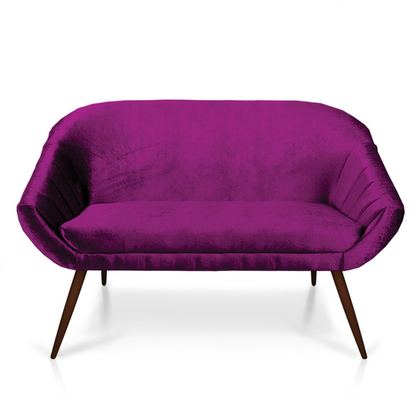 Namoradeira 02 Lugares Giovana Acetinado Roxo Pés Palito De F