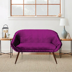 Namoradeira 02 Lugares Giovana Acetinado Roxo Pés Palito De F