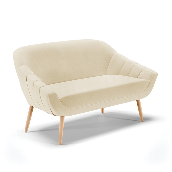 Namoradeira 02 Lugares Giovana Linho Bege A19 Pés Palito Natu