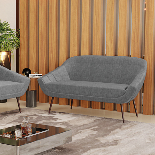 Namoradeira 02 Lugares Giovana Linho Grafite A26 Pés Palito D