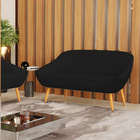 Namoradeira 02 Lugares Giovana Linho Pés Palito Castanho D03