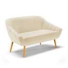 Namoradeira 02 Lugares Giovana Linho Pés Palito Castanho D03