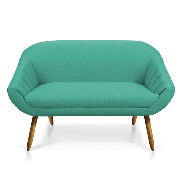 Namoradeira 02 Lugares Giovana Linho Pés Palito Castanho - D'