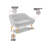 Namoradeira 02 Lugares Giovana Linho Pés Palito Castanho - D'