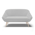 Namoradeira 02 Lugares Giovana Suede Cinza Pés Palito Natural