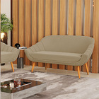 Namoradeira 02 Lugares Giovana Suede Pés Palito Castanho D03