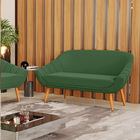 Namoradeira 02 Lugares Giovana Suede Pés Palito Castanho D03