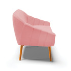 Namoradeira 02 Lugares Giovana Suede Pés Palito Castanho D03