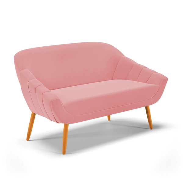 Namoradeira 02 Lugares Giovana Suede Pés Palito Castanho - D'