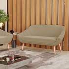 Namoradeira 02 Lugares Giovana Suede Pés Palito Natural D03 -