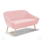 Namoradeira 02 Lugares Giovana Suede Pés Palito Natural D03 -