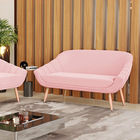 Namoradeira 02 Lugares Giovana Suede Pés Palito Natural D03 -