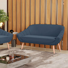 Namoradeira 02 Lugares Giovana Suede Pés Palito Natural - D'r