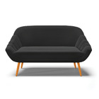 Namoradeira 02 Lugares Giovana Suede Preto Pés Palito Castanh